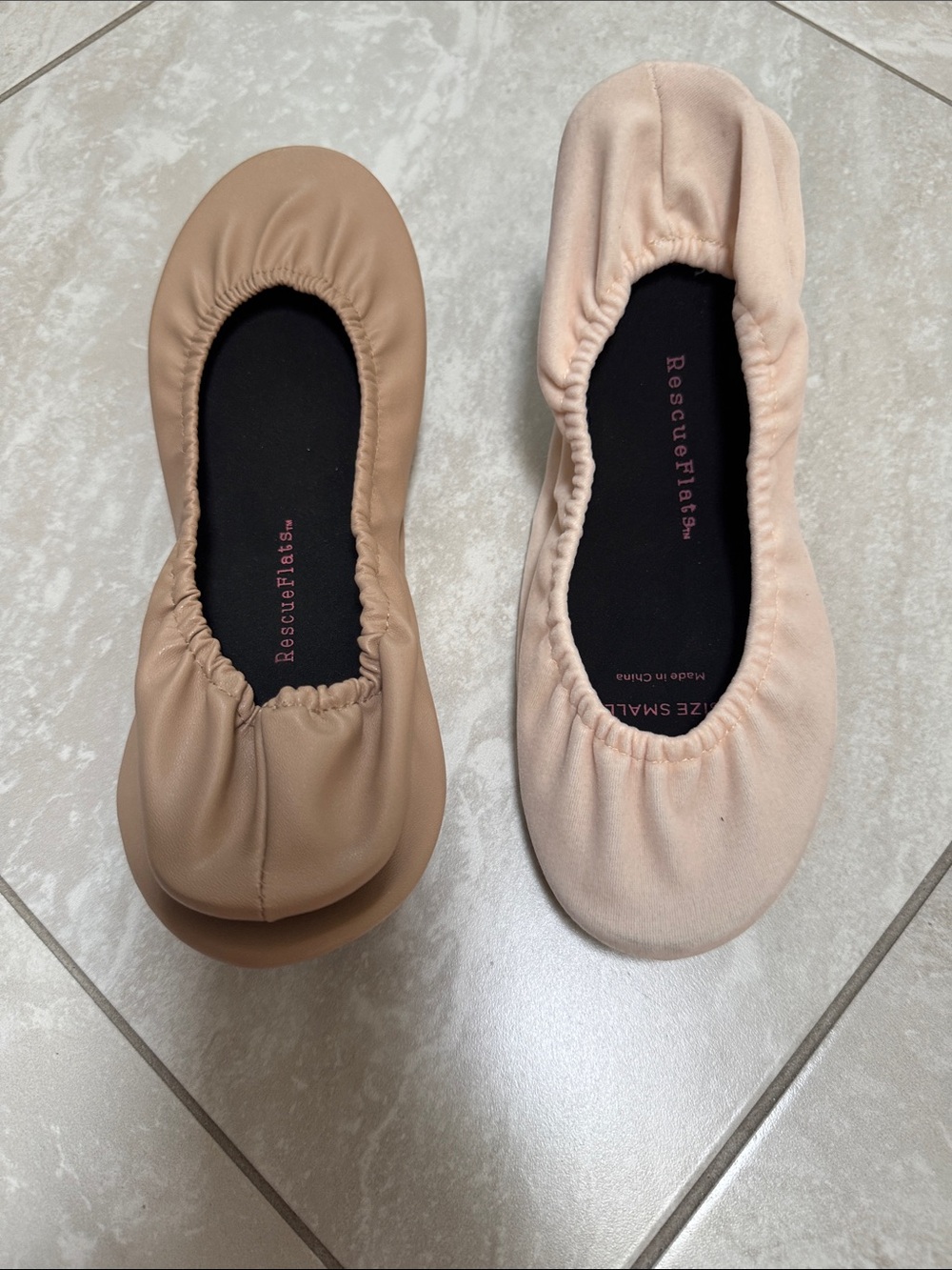 Rescue Flats Foldable Ballet Flats in Nude and Blush